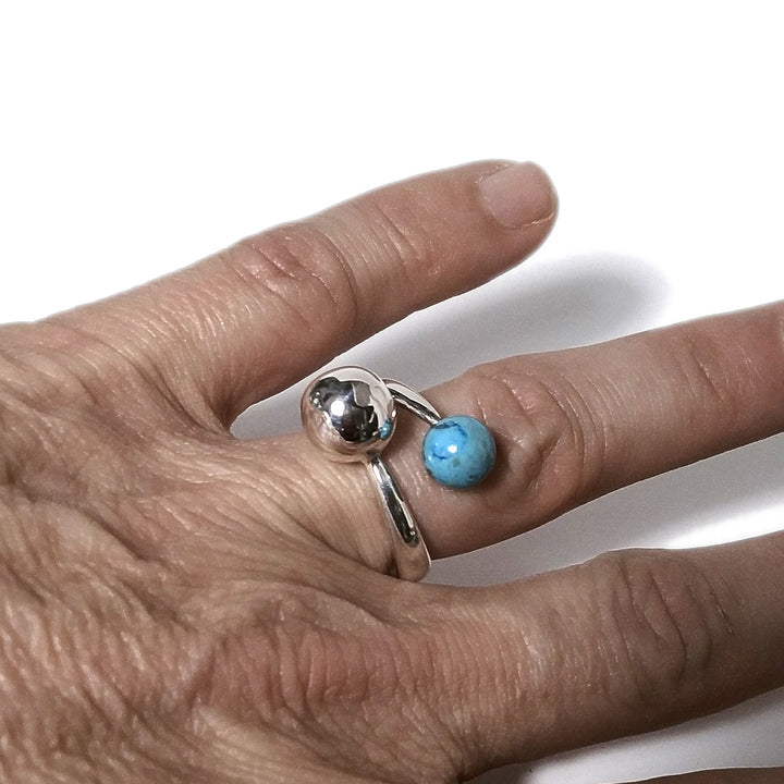 turchese Anello fascia TWISTER in argento 925 ANELLO artigianale con pietra | ANELLI ARGENTO