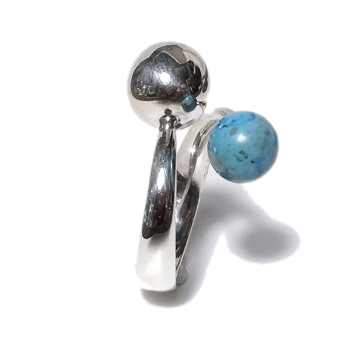 turchese Anello fascia TWISTER in argento 925 ANELLO artigianale con pietra | ANELLI ARGENTO