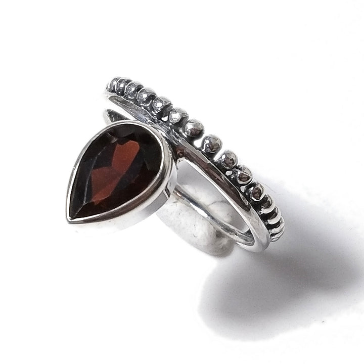 Granato Anello etnica MANTRA in argento 925 ANELLO artigianale con pietra | GIOIELLI etnici