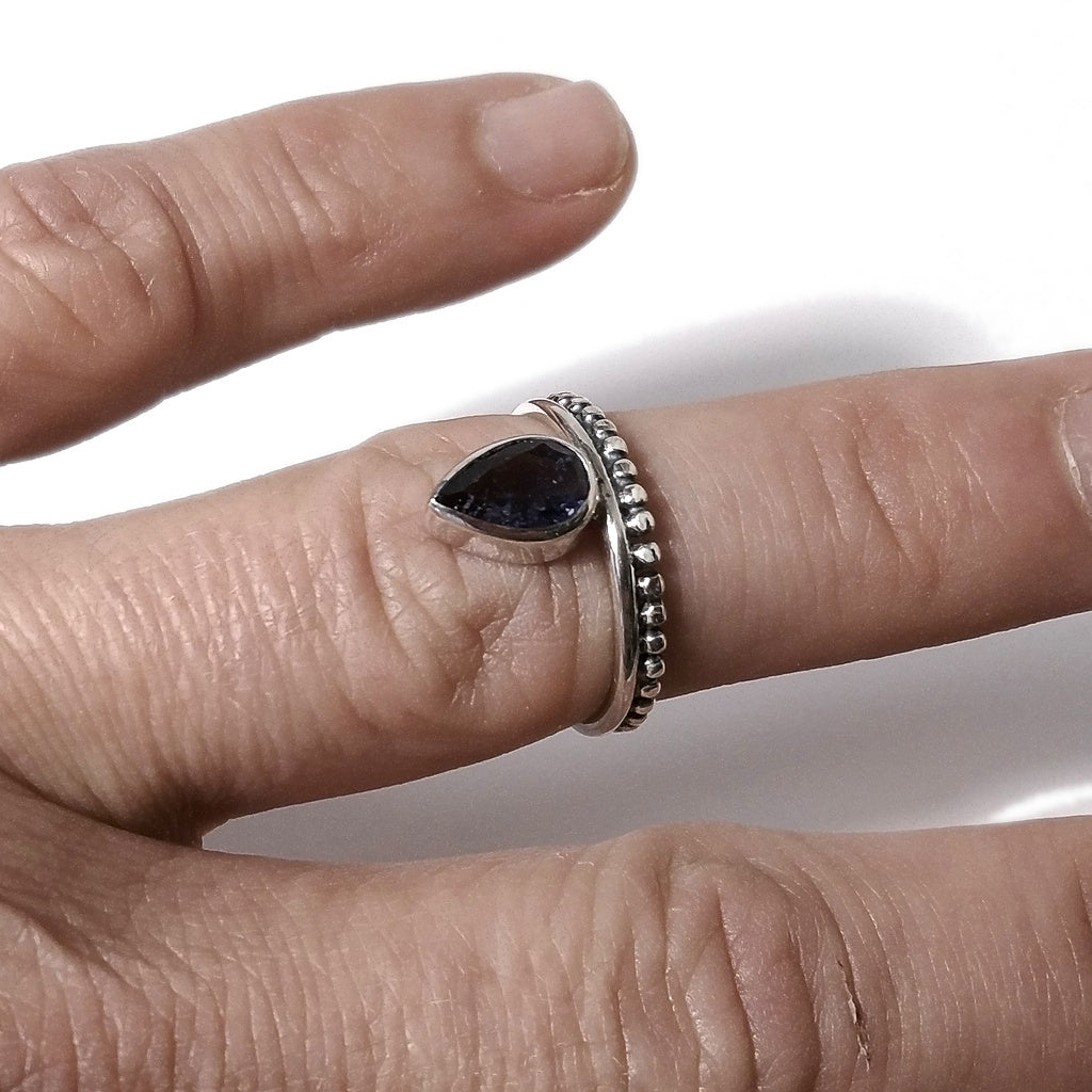 Iolite Anello etnica MANTRA in argento 925 ANELLO artigianale con pietra | GIOIELLI etnici