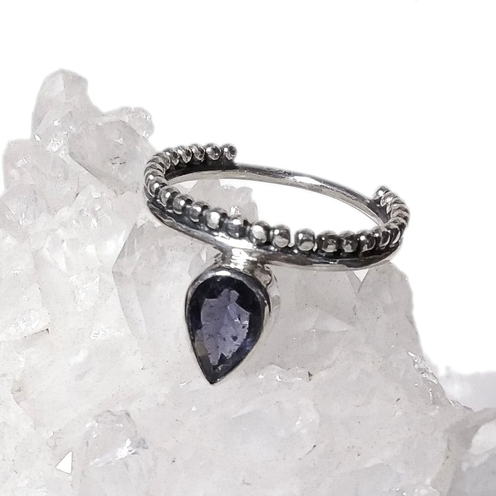 Iolite Anello etnica MANTRA in argento 925 ANELLO artigianale con pietra | GIOIELLI etnici