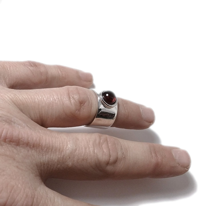 Anello fascia larga in argento 925 con pietra - MARY