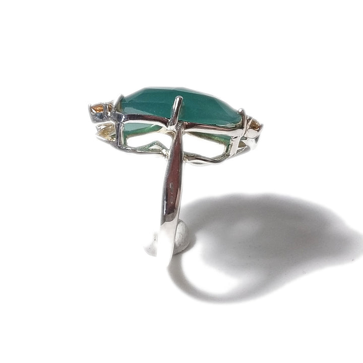 Agata verde Anello TIFFANY in argento 925 ANELLO artigianale con pietre | GIOIELLI ARGENTO