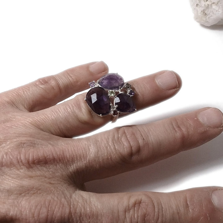 Ametista Anello TIFFANY in argento 925 ANELLO artigianale con pietre | GIOIELLI ARGENTO