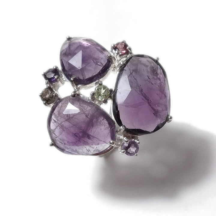 Ametista Anello TIFFANY in argento 925 ANELLO artigianale con pietre | GIOIELLI ARGENTO