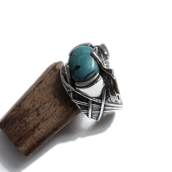 Anello artigianale fascia in argento 925 con pietra - ARYA