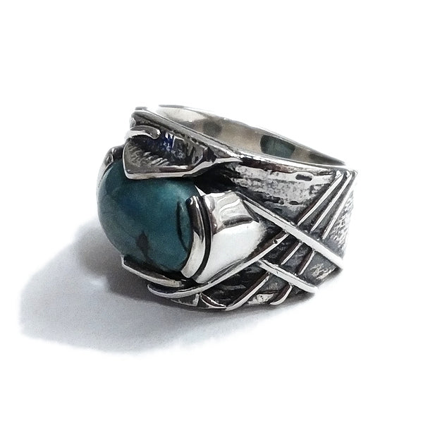 Anello artigianale fascia in argento 925 con pietra - ARYA