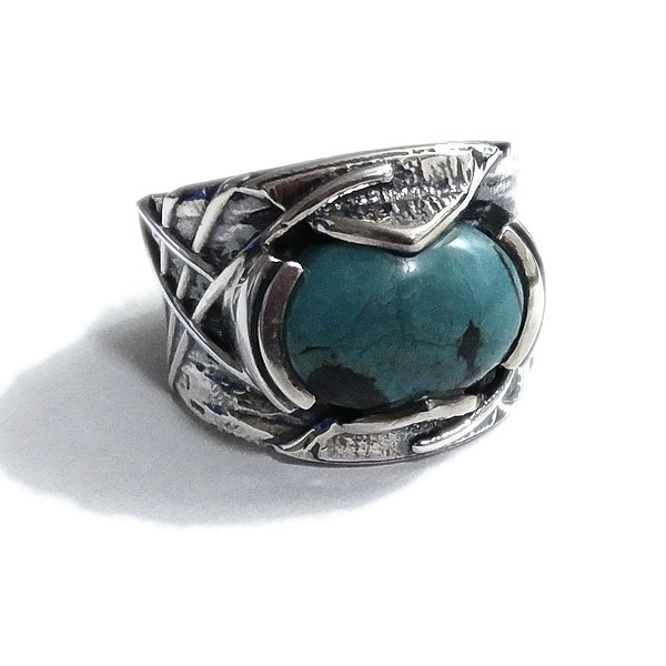 Anello artigianale fascia in argento 925 con pietra - ARYA