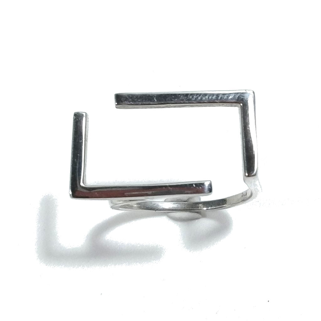 Anello in argento 925 lucido a rettangolo - LENNY