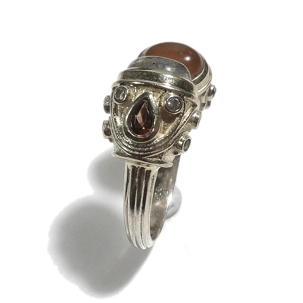 Anello VARSHA in argento 925 ANELLO artigianale labradorite corniola