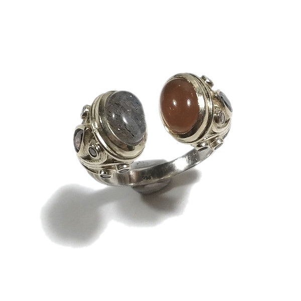 Anello VARSHA in argento 925 ANELLO artigianale labradorite corniola
