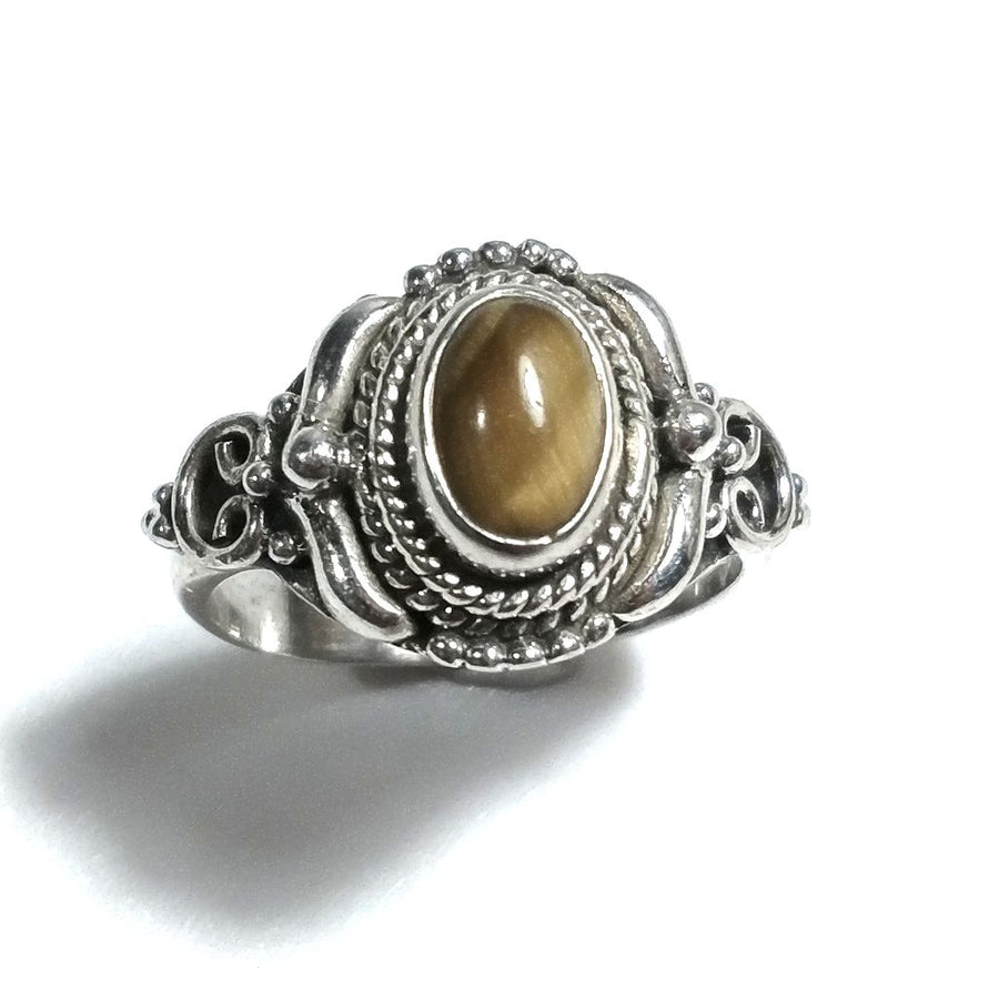 Anello con pietra in argento 925 con OCCHIO DI TIGRE | Gioielli in argento