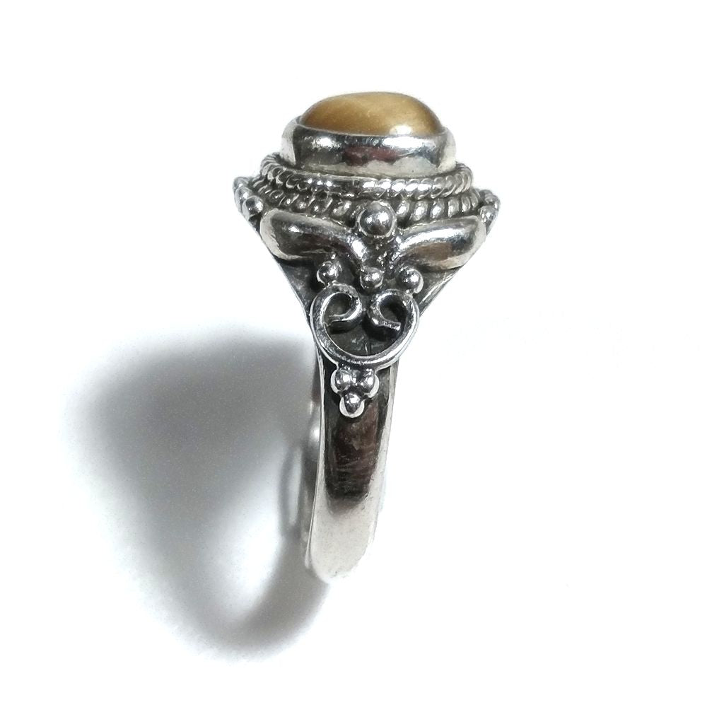Anello con pietra in argento 925 con OCCHIO DI TIGRE | Gioielli in argento