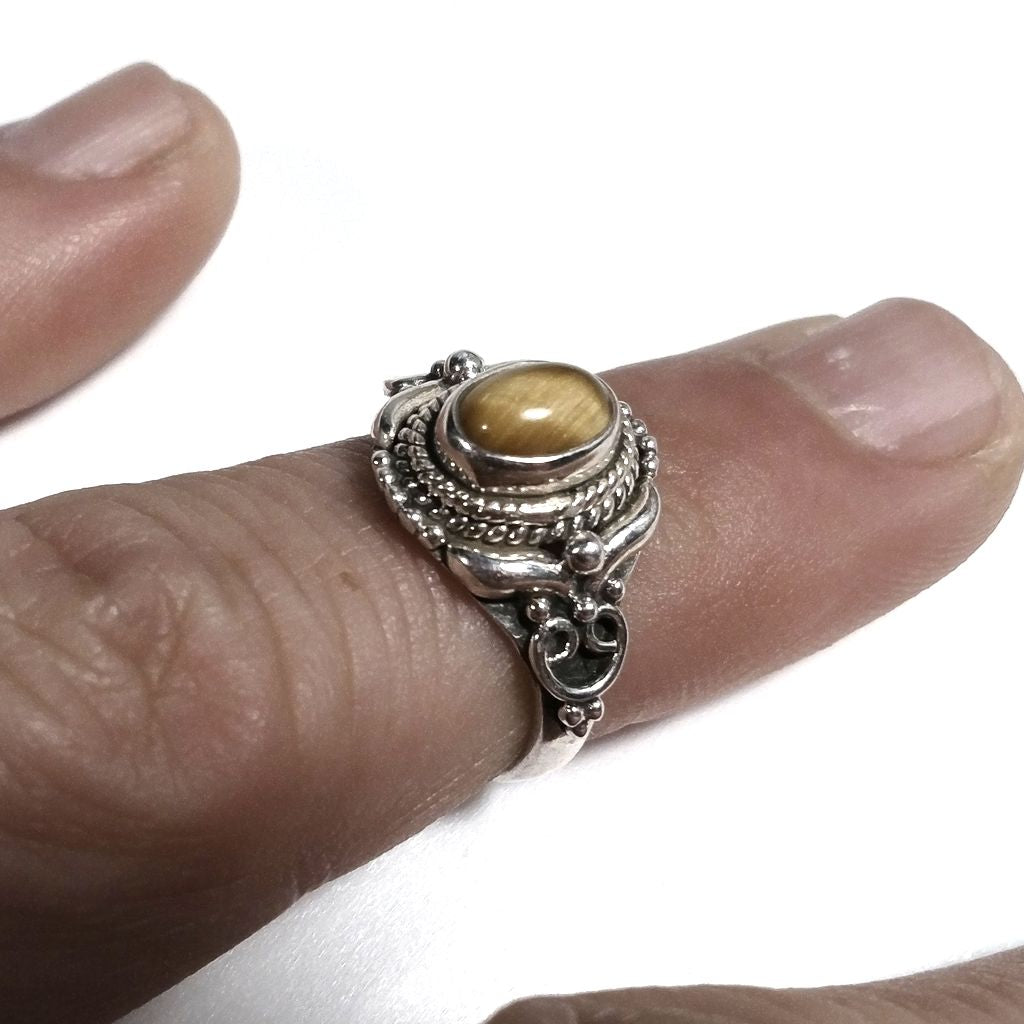 Anello con pietra in argento 925 con OCCHIO DI TIGRE | Gioielli in argento