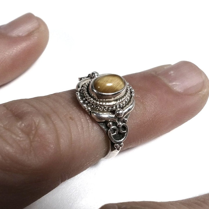 Anello con pietra in argento 925 con OCCHIO DI TIGRE | Gioielli in argento