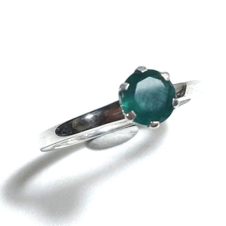 Anello fascia in argento 925 Anello con pietra AGATA verde | ANELLI ARGENTO