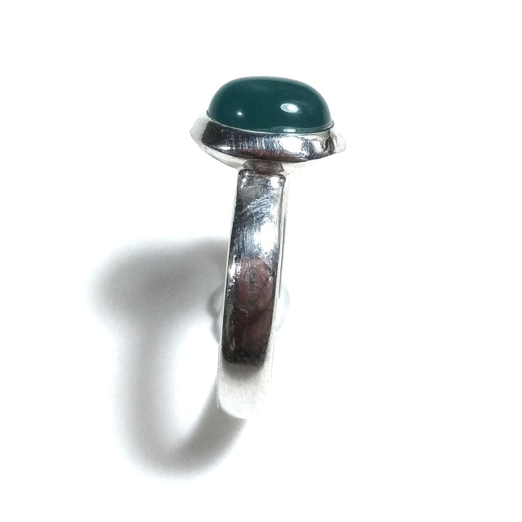 Anello fascia in argento 925 Anello con pietra AGATA verde | ANELLI ARGENTO