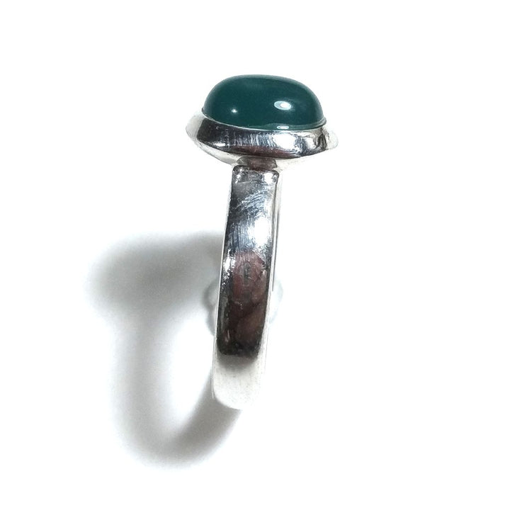 Anello fascia in argento 925 Anello con pietra AGATA verde | ANELLI ARGENTO