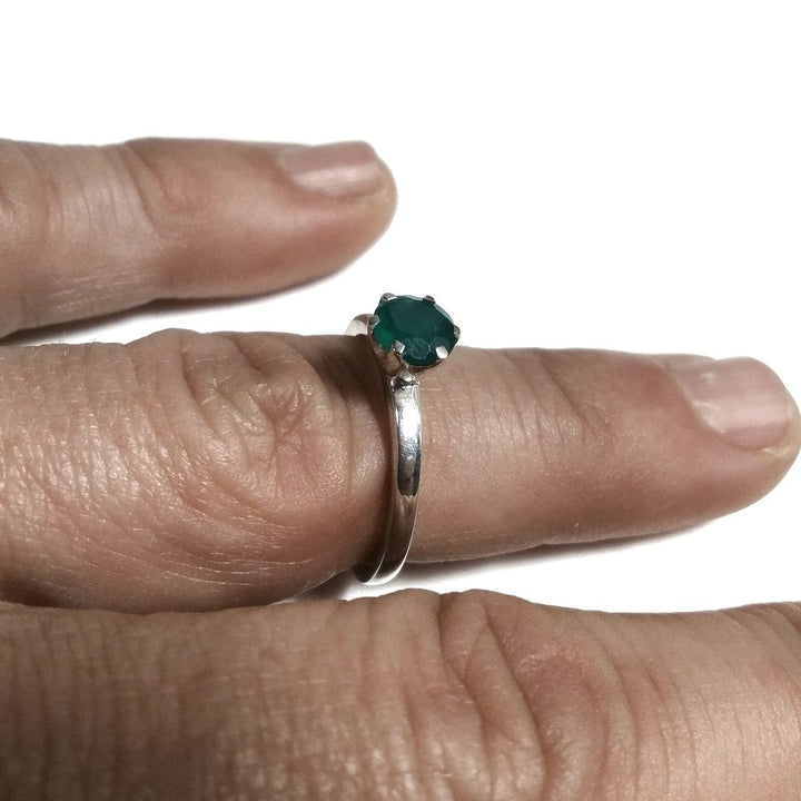 Anello fascia in argento 925 Anello con pietra AGATA verde | ANELLI ARGENTO