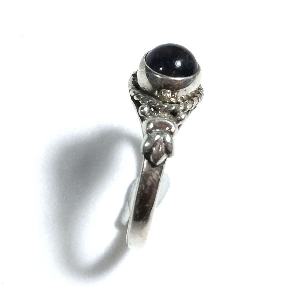 Anello con pietra in argento 925 con Ametista | GIOIELLI ETNICI | Anello FIORE