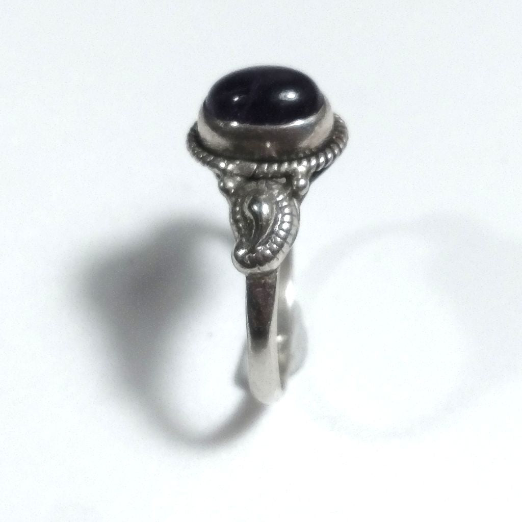 Anello con pietra in argento 925 con Ametista | GIOIELLI ETNICI | Anello FIORE