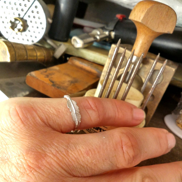 ANELLO PIUMA in argento 925 artigianale - MAYA