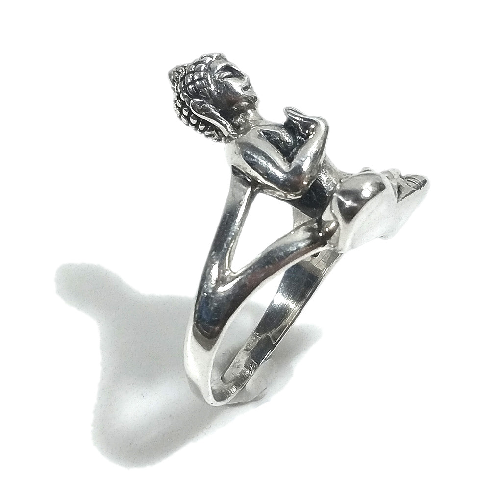 ANELLO testa di BUDDHA in argento 925 | Gioielli etnici | UOMO donna
