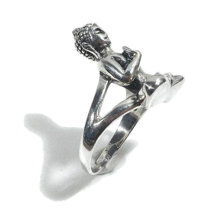ANELLO testa di BUDDHA in argento 925 | Gioielli etnici | UOMO donna