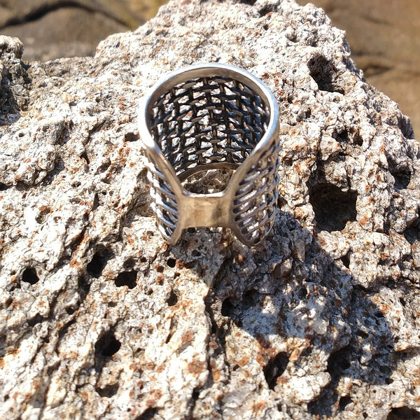 ANELLO etnico CHARU in argento 925 ANELLO artigianale | ANELLO ARGENTO