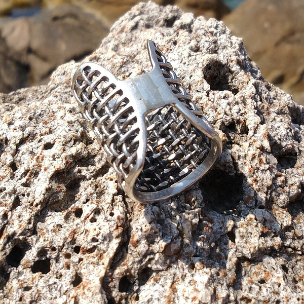 ANELLO etnico CHARU in argento 925 ANELLO artigianale | ANELLO ARGENTO