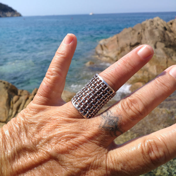 ANELLO etnico CHARU in argento 925 ANELLO artigianale | ANELLO ARGENTO