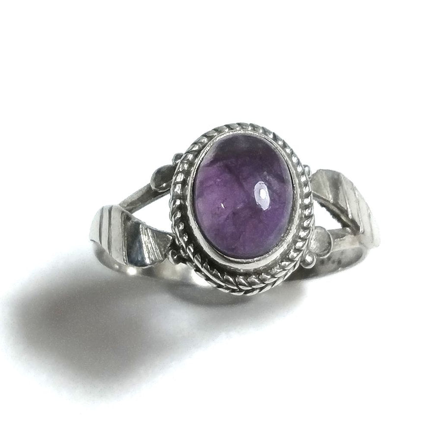 Anello con pietra in argento 925 con Ametista | GIOIELLI ETNICI | Anello FIORE