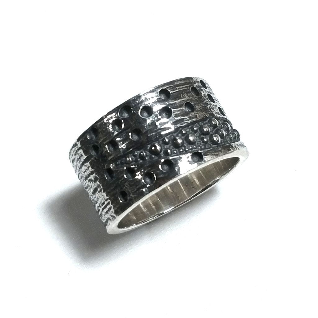 Anello fascia in argento 925 brunito - MOON