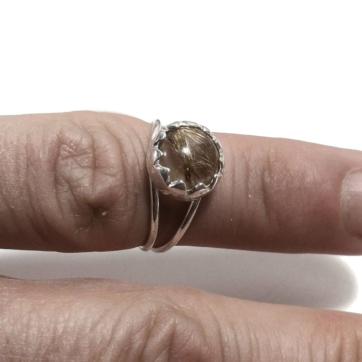 ANELLO artigianale in argento 925 con Quarzo rutilato - Lapislazzuli| GIOIELLI CON PIETRE