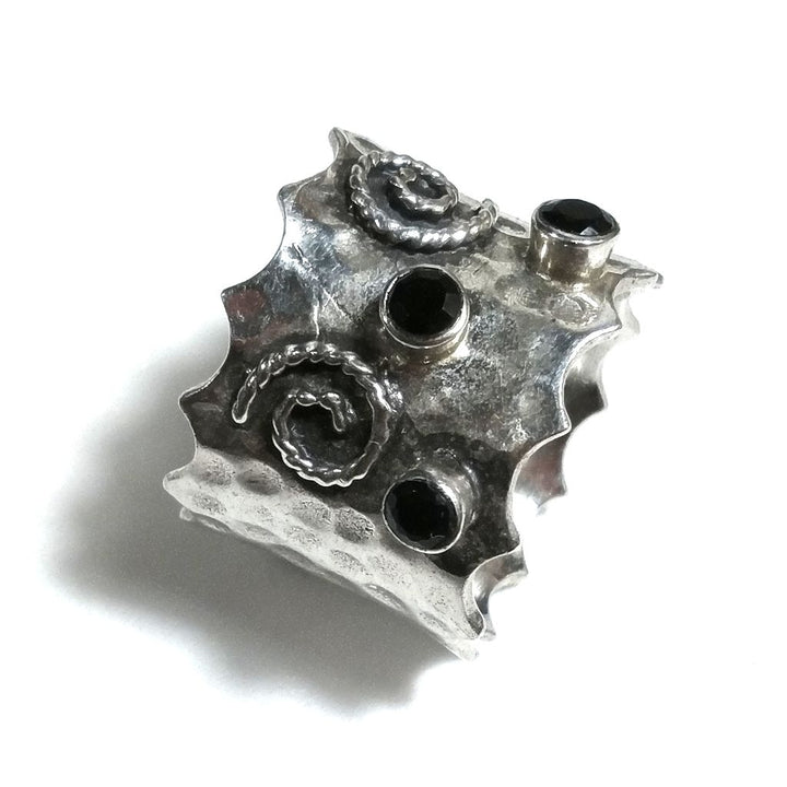 Anello fascia in argento 925 Anello con pietra Onice nero | GIOIELLI IN ARGENTO