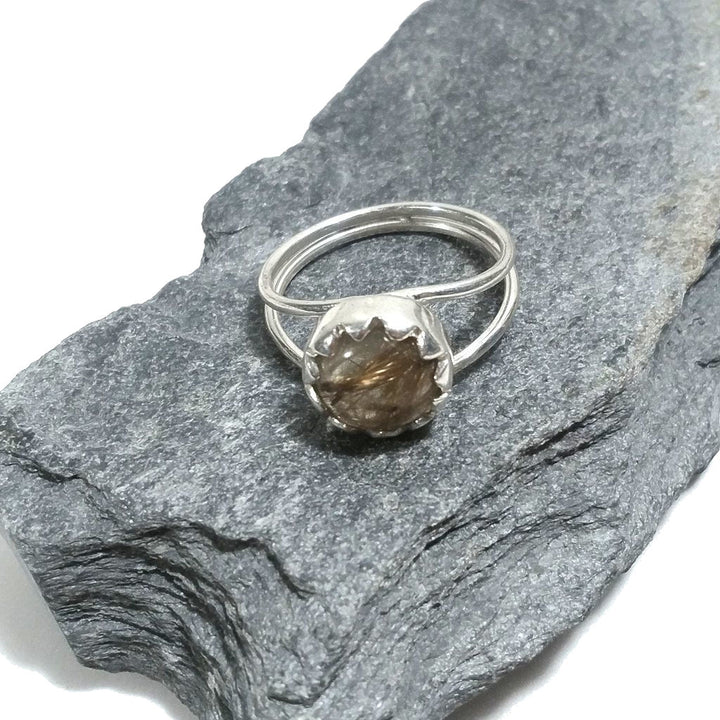 ANELLO artigianale in argento 925 con Quarzo rutilato - Lapislazzuli| GIOIELLI CON PIETRE