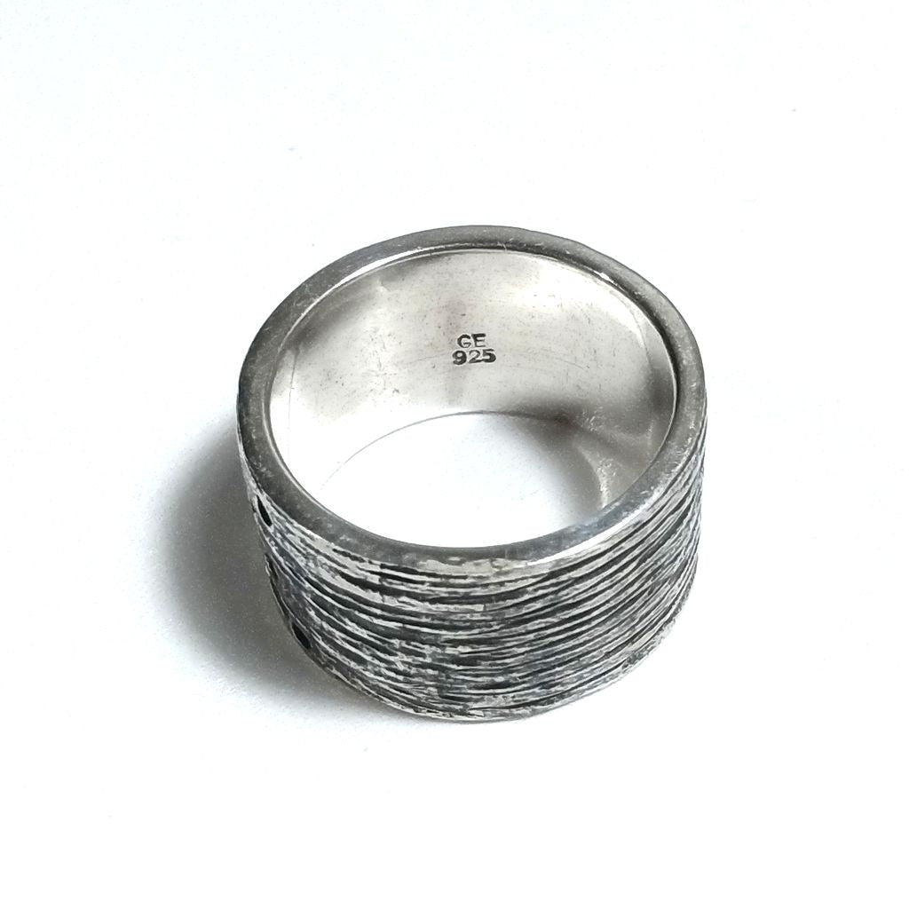 Anello fascia in argento 925 brunito - MOON