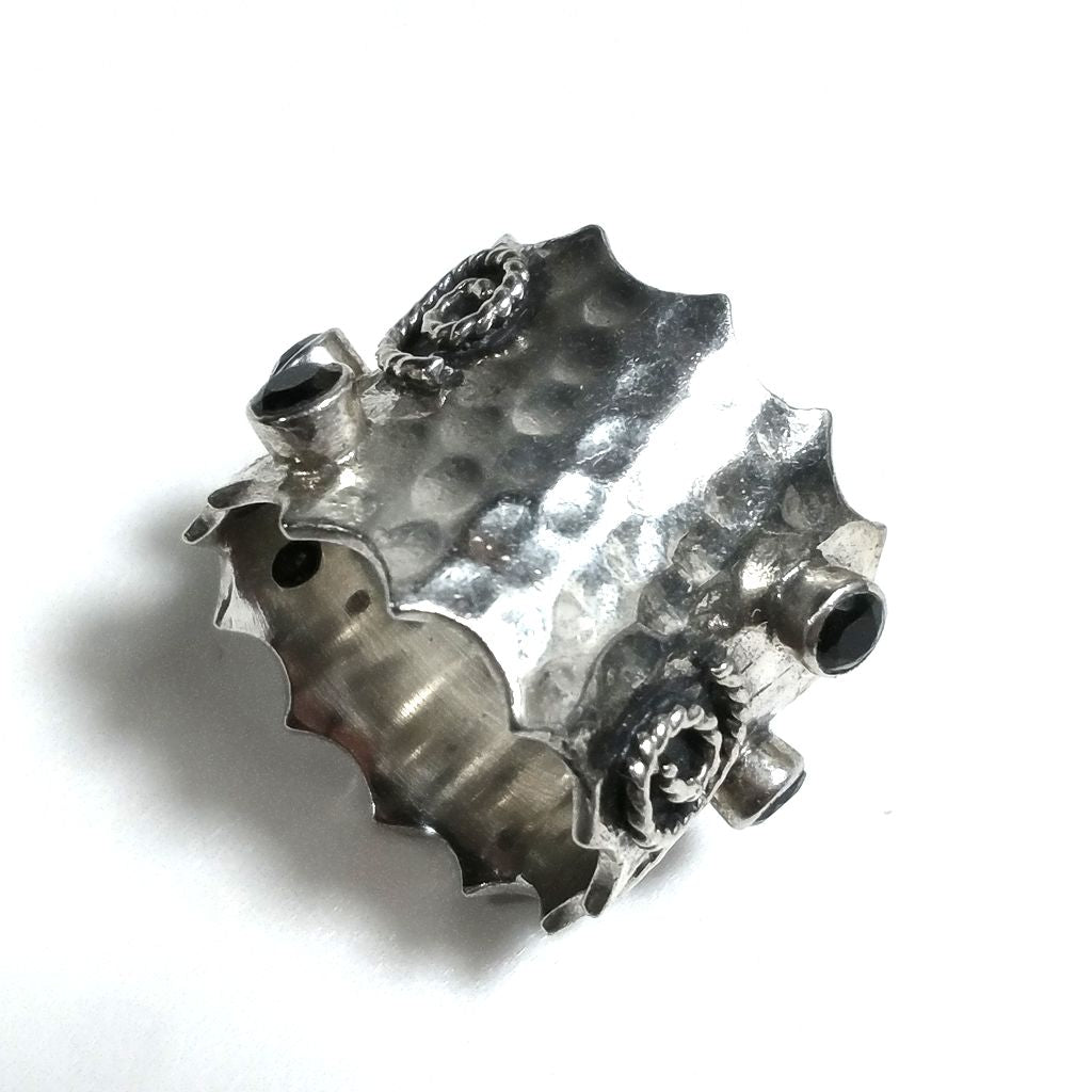 Anello fascia in argento 925 Anello con pietra Onice nero | GIOIELLI IN ARGENTO