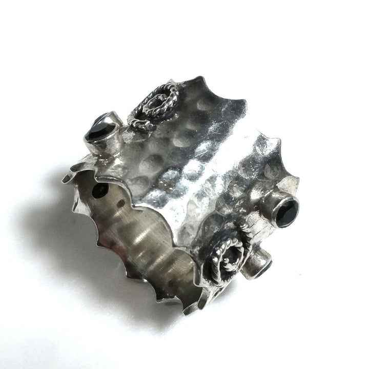 Anello fascia in argento 925 Anello con pietra Onice nero | GIOIELLI IN ARGENTO