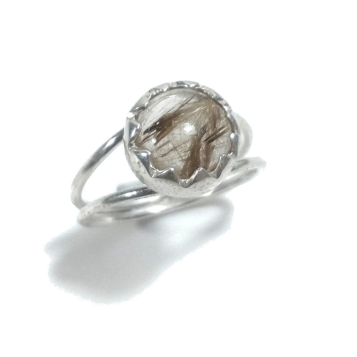 ANELLO artigianale in argento 925 con Quarzo rutilato - Lapislazzuli| GIOIELLI CON PIETRE