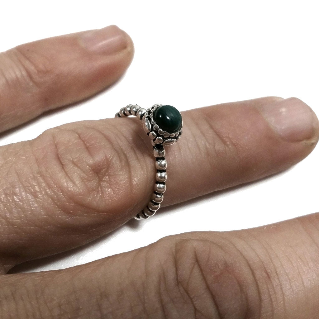 Anello con pietra in argento 925 con Malachite | GIOIELLI IN ARGENTO