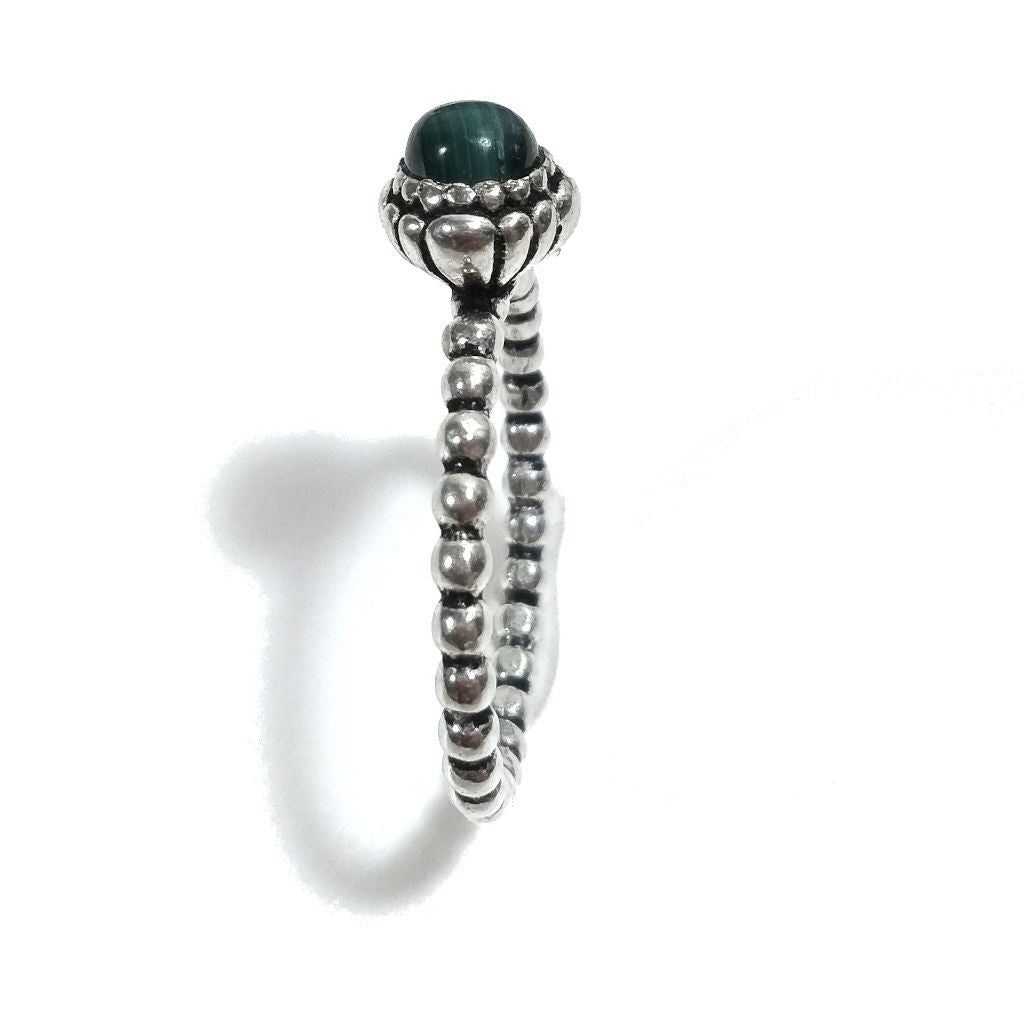 Anello con pietra in argento 925 con Malachite | GIOIELLI IN ARGENTO