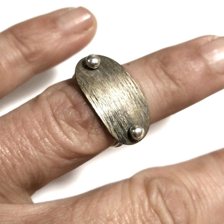 ANELLO artigianale in argento 925 con placca in ottone | ANELLI ARGENTO