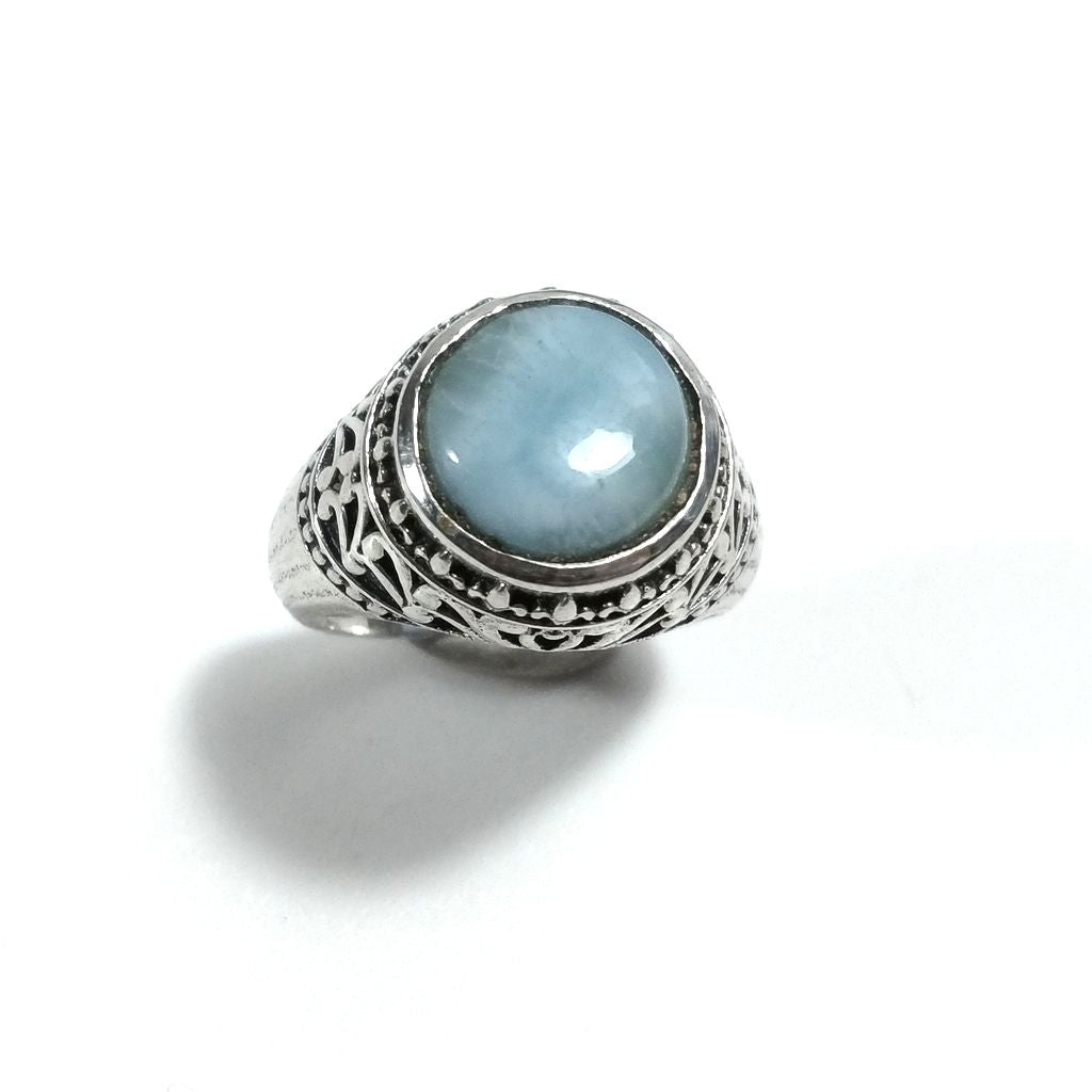 Anello con pietra in argento 925 con Larimar | GIOIELLI IN ARGENTO | Etnico