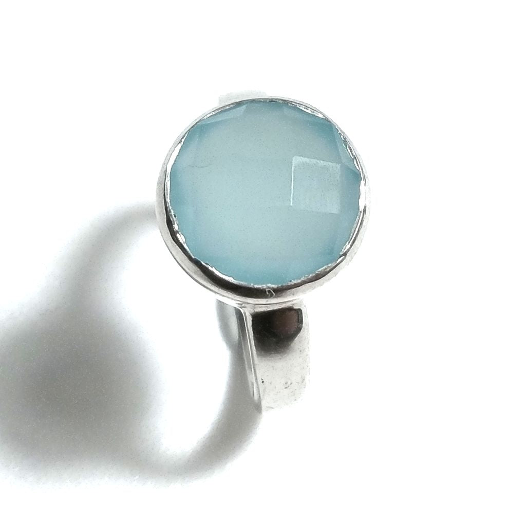 Anello fascia in argento 925 Anello con pietra Calcedonio | ANELLI ARGENTO
