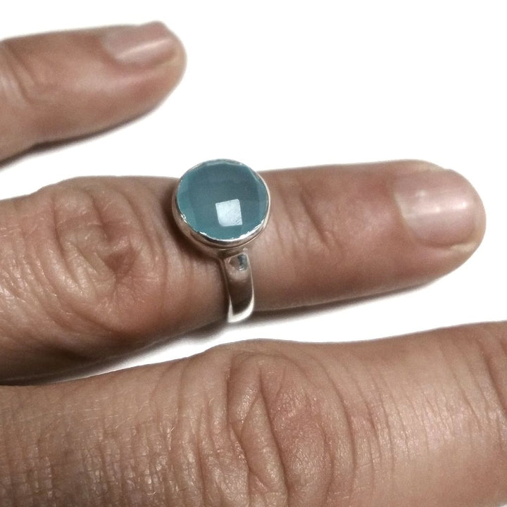 Anello fascia in argento 925 Anello con pietra Calcedonio | ANELLI ARGENTO