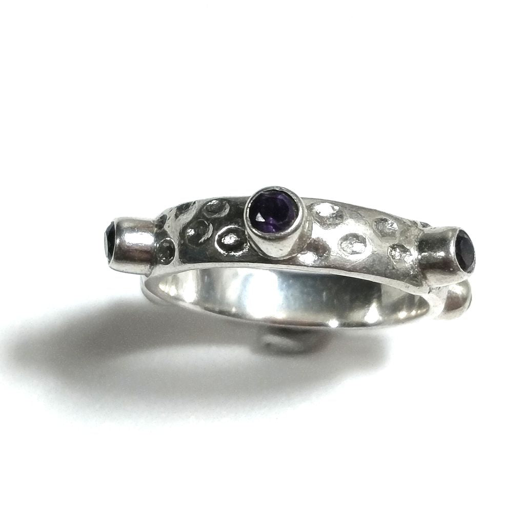 Anello con pietra in argento 925 con Quarzo CITRINO, Ametista | GIOIELLI ETNICI | Fascia