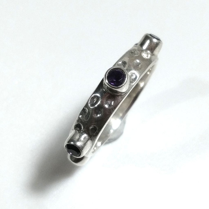 Anello con pietra in argento 925 con Quarzo CITRINO, Ametista | GIOIELLI ETNICI | Fascia