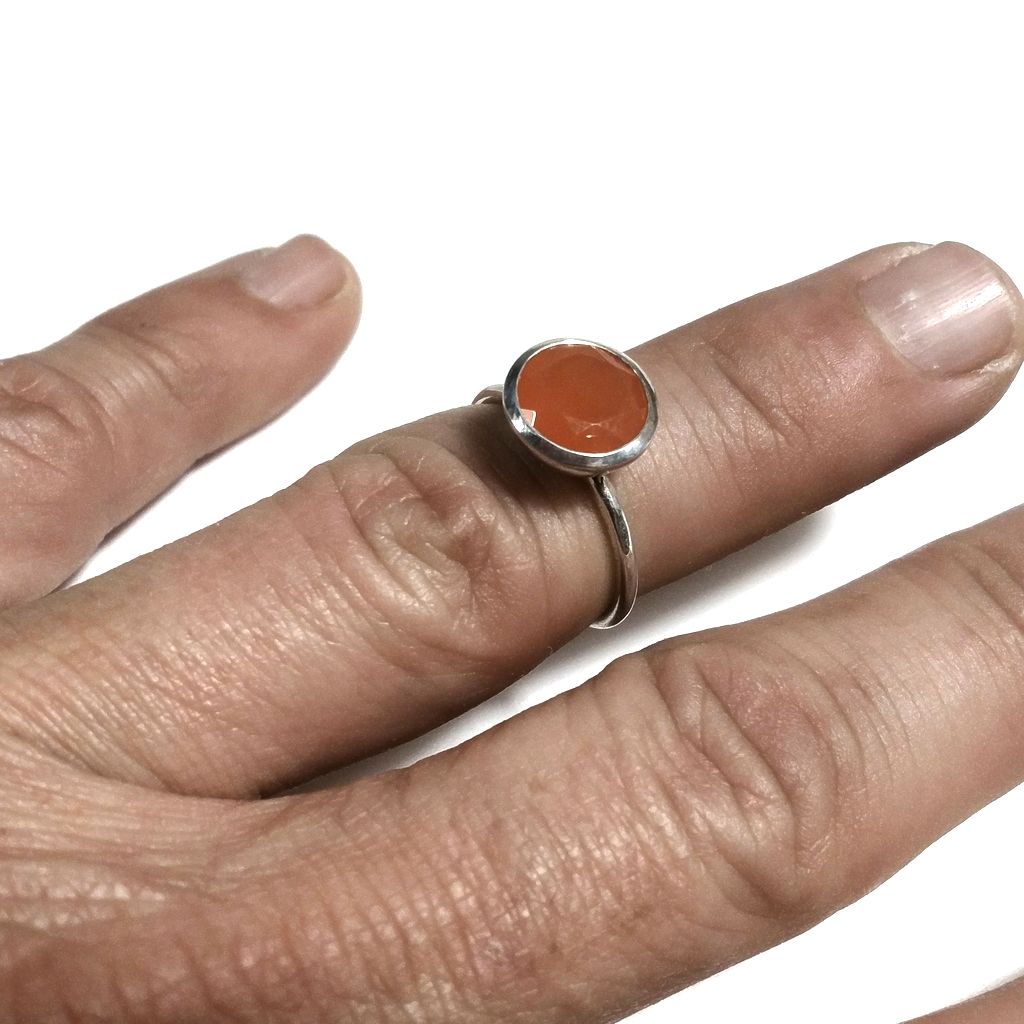 Anello fascia in argento 925 Anello con pietra Corneola | ANELLI ARGENTO