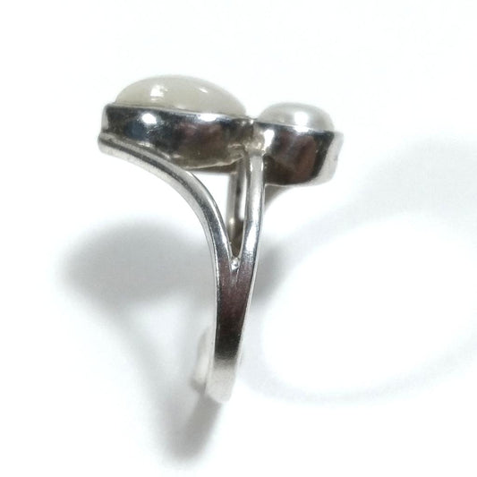 Anello con pietra in argento 925 con due Perle | GIOIELLI ETNICI